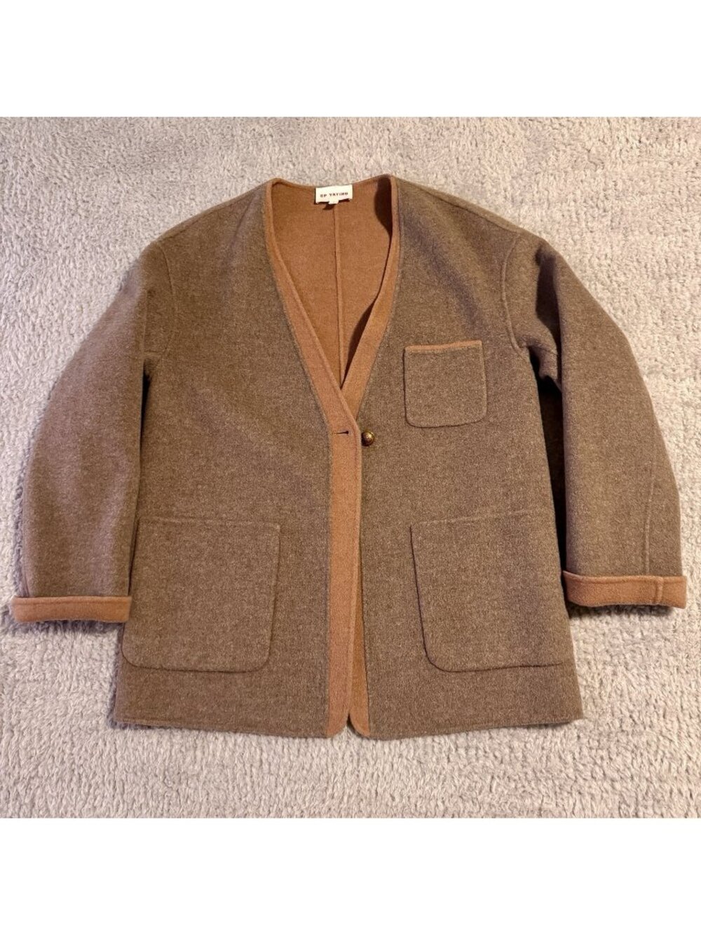 EP YAYING Yak Wool Cashmere Double-Sided Wool Coat Size US Size L - Retail $620